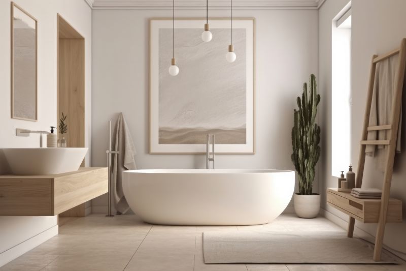 Elegant freestanding bathtub in a contemporary bathroom