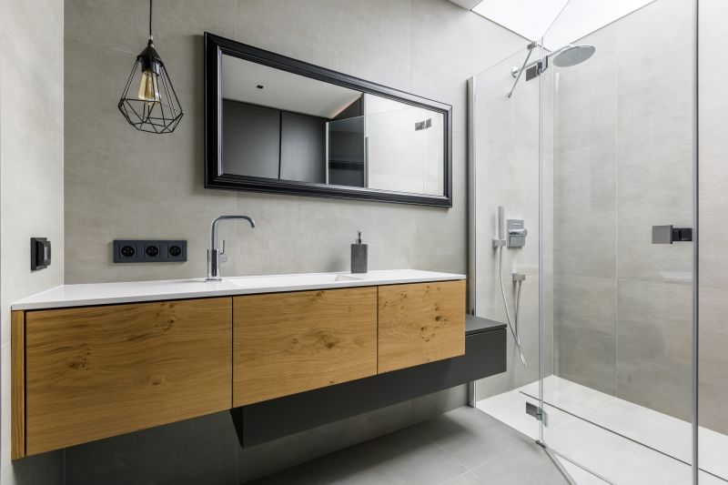 Minimalist bathroom with floating vanity